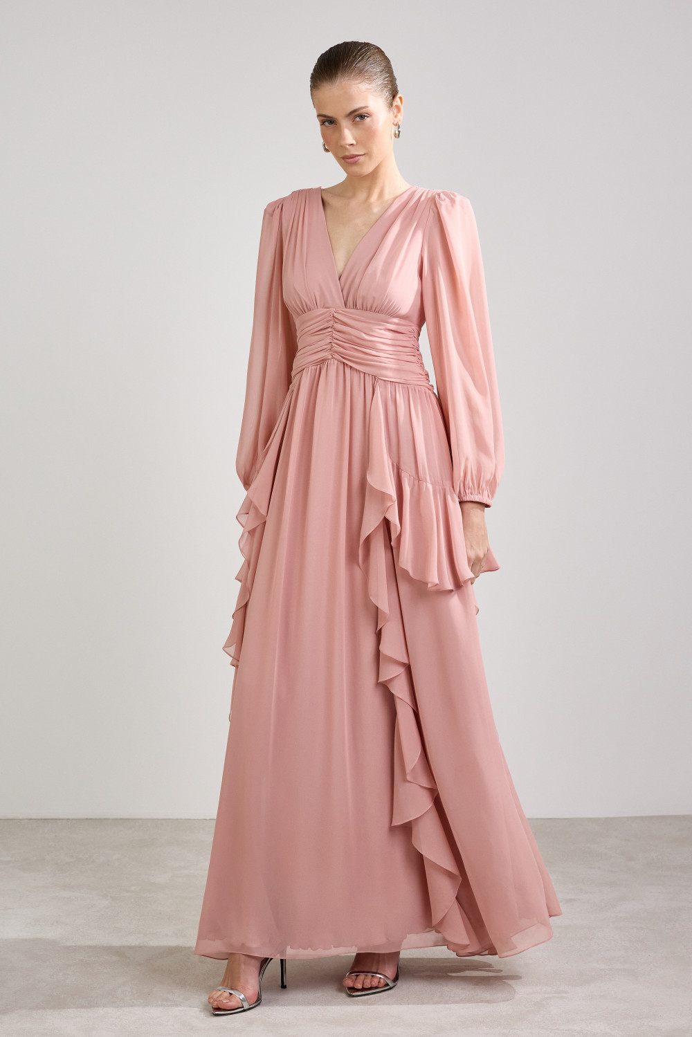 VESTIDO DRAPEADO HARMONY ROSA