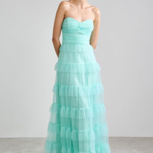 VESTIDO TULE BABADOS MENTA